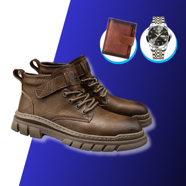 Bota de Couro Masculina - Visane + BRINDES: Relógio Premium e Carteira de Couro