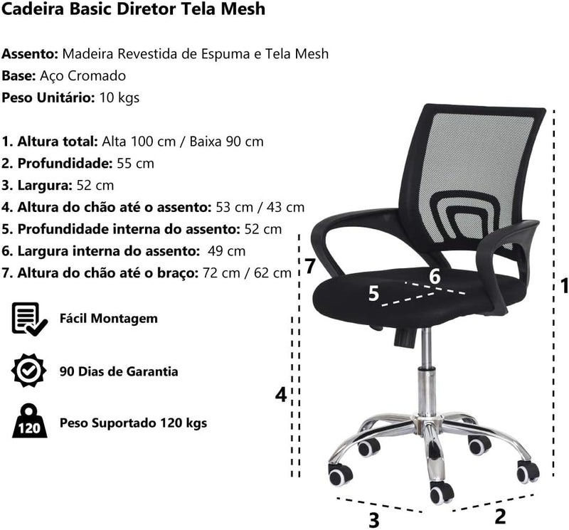 Cadeira de Escritório Diretor Pelegrin P0899 Preta