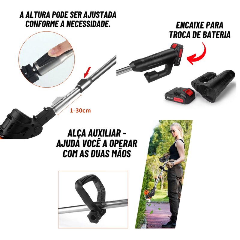 Roçadeira Sem Fio Recarregável Bivolt - TXPRO