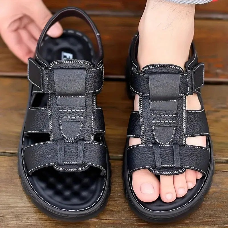 Sandália de Couro Premium Masculina - Fortallo + BRINDE: Carteira de Couro