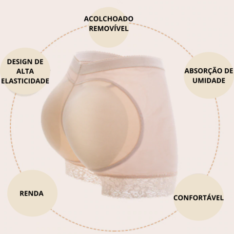 [PAGUE 1, LEVE 2] Calcinha Modeladora Empina Bumbum FlowUp + BRINDES: Protetor de Seios 12cm e Bolsa Nécessaire